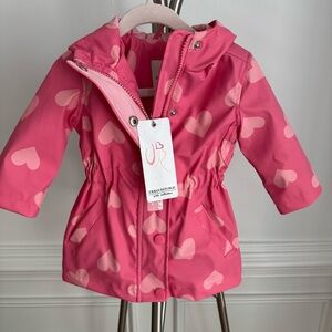 NWT Urban Republic Pink Heart Patterned Rain Jacket Size 3-6M